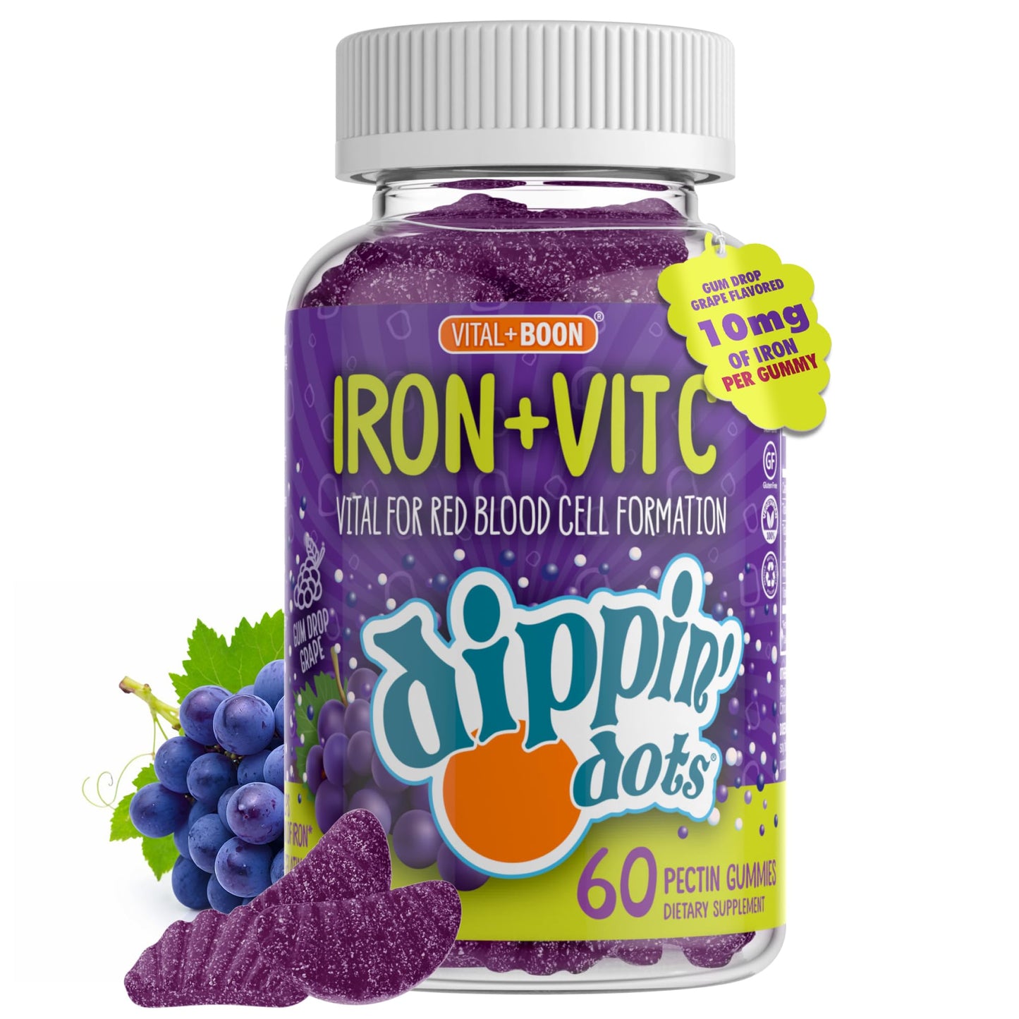 Vital+Boon Iron Gummies for Women with Vitamin C & B12, Gummy, 60 Count