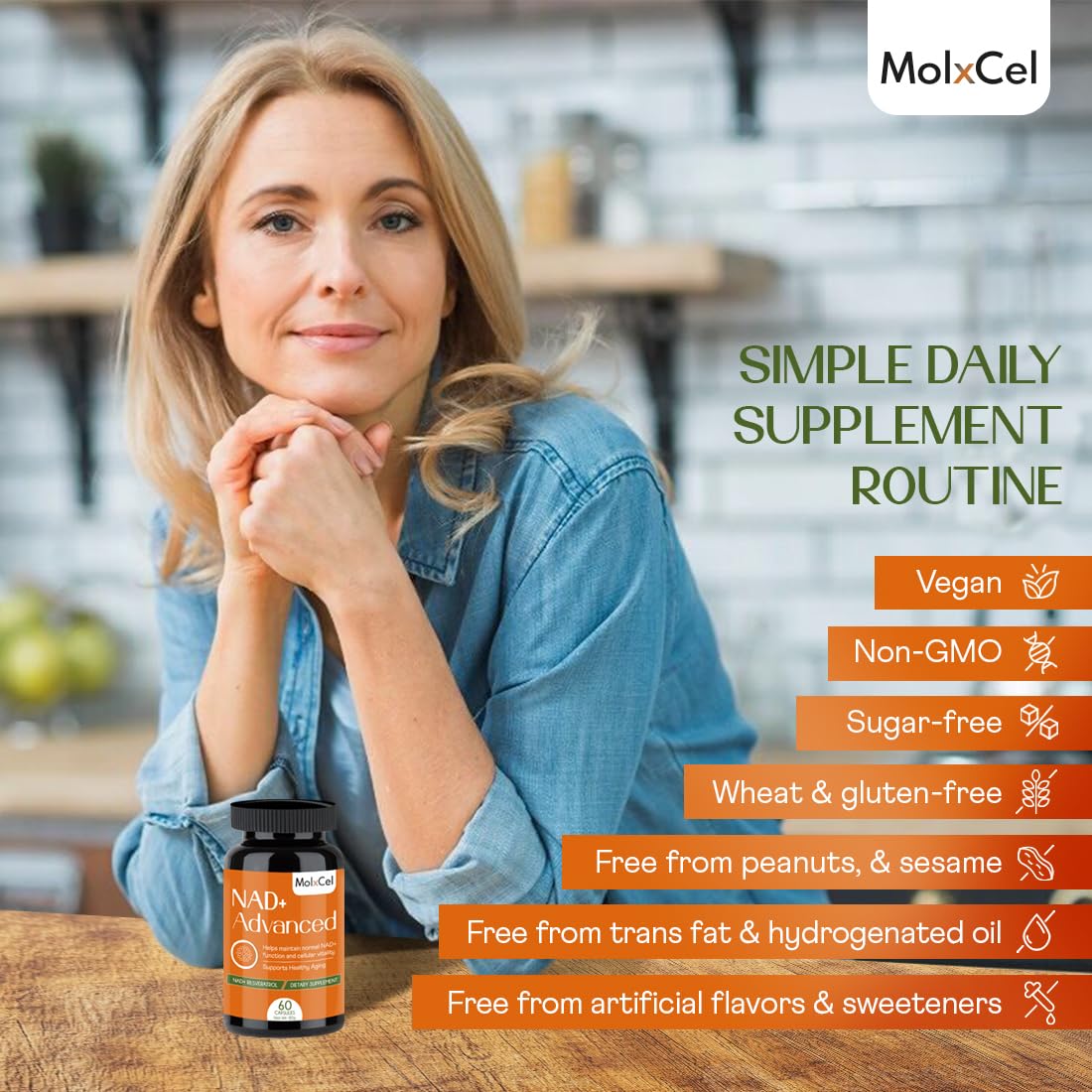 MolxCel Liposomal NAD Supplement with Resveratrol 60 Capsules