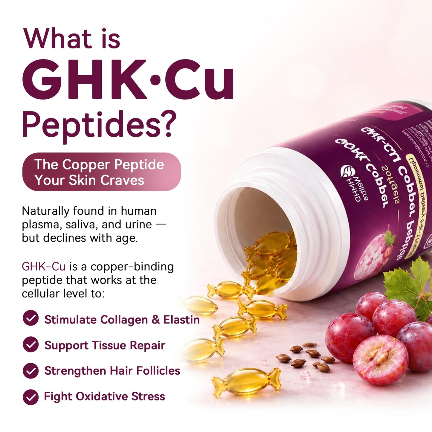 HMHDWelltra GHK-CU Peptide Supplement Softgel 90 Count