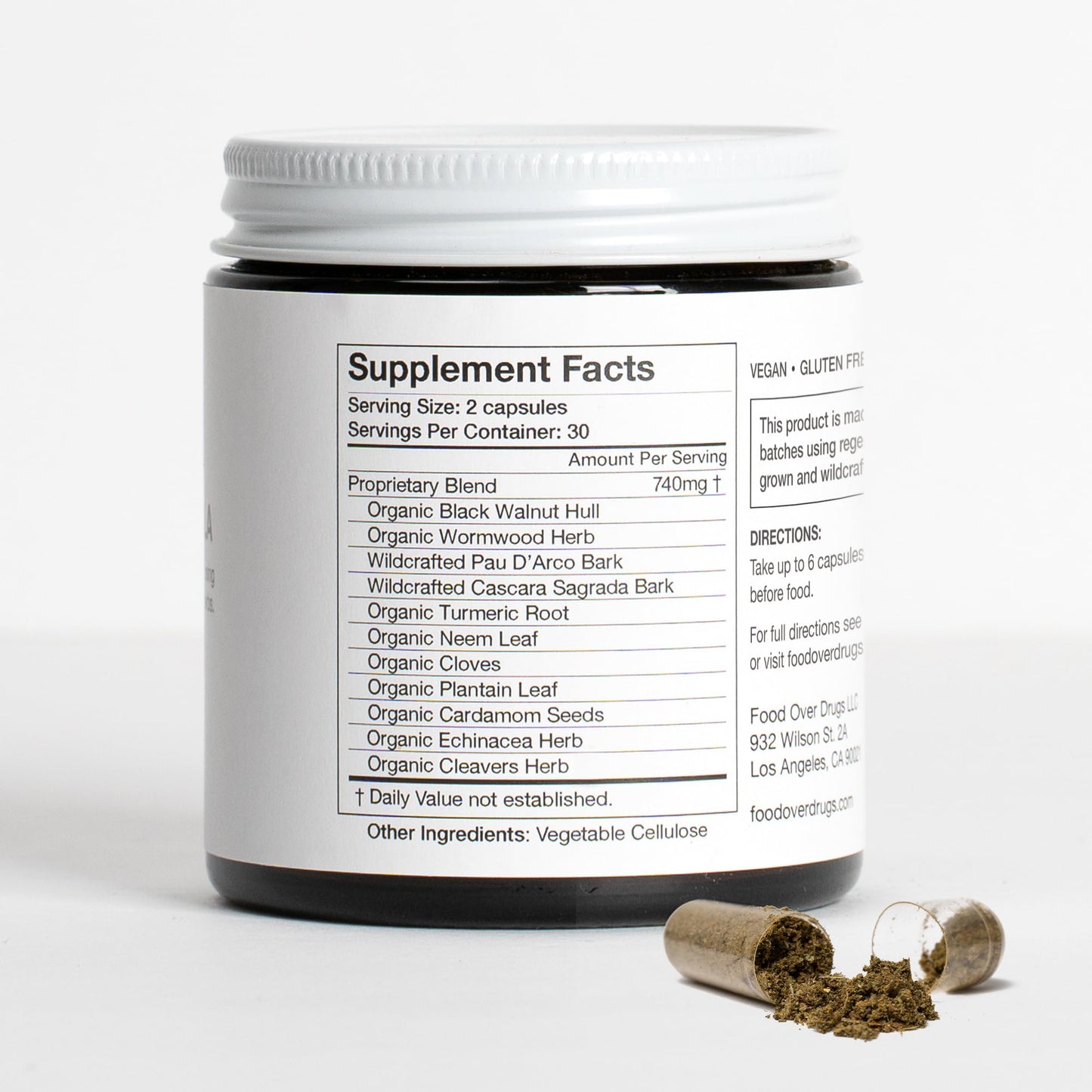 Food Over Drugs Para Formula Full Spectrum Herbal Cleanse for Humans Natural Intestinal Microbial Detox & Complete Body Cleanse Capsule, 60 Count