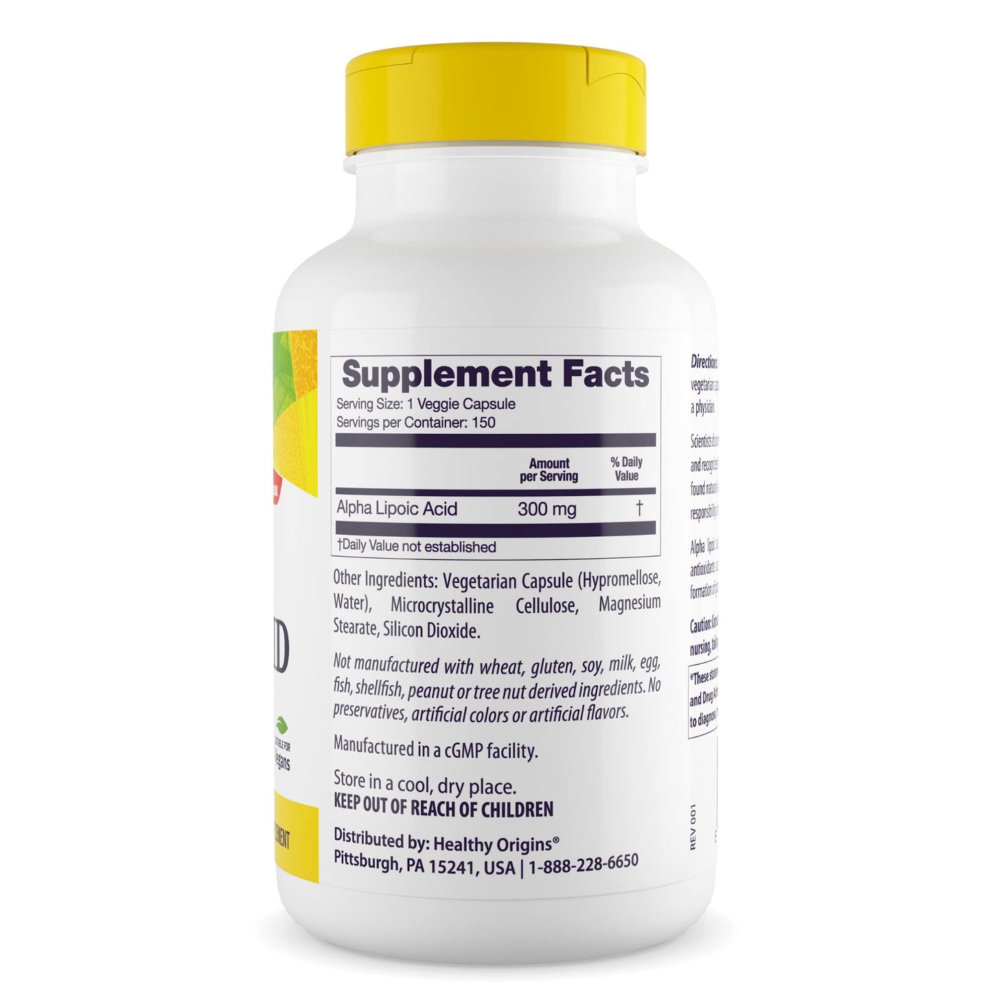 Healthy Origins Alpha Lipoic Acid 300 mg Capsules, 150 Count