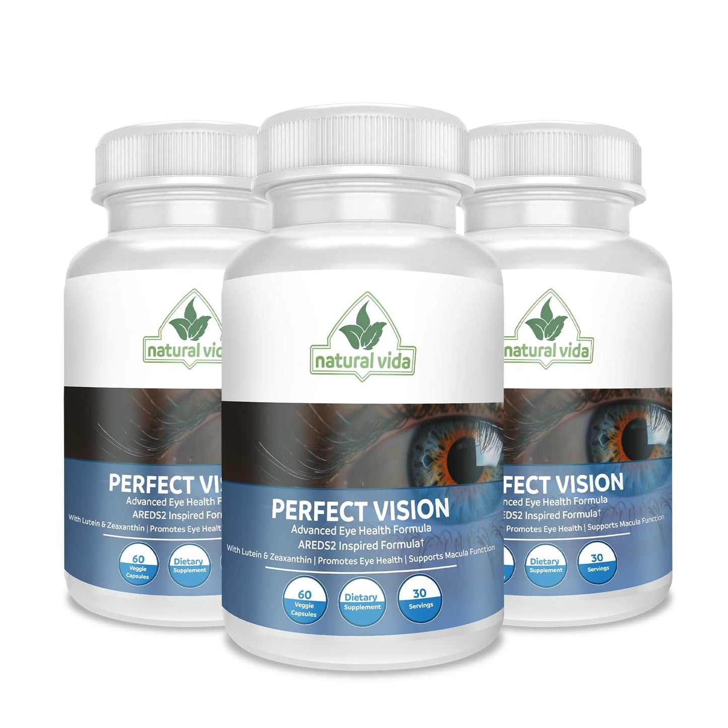 Natural Vida Perfect Vision AREDS2 Inspired Formula - Enhance Vision Supplement - Lutein Zeaxanthin Vision Complex Capsules, 60 Count