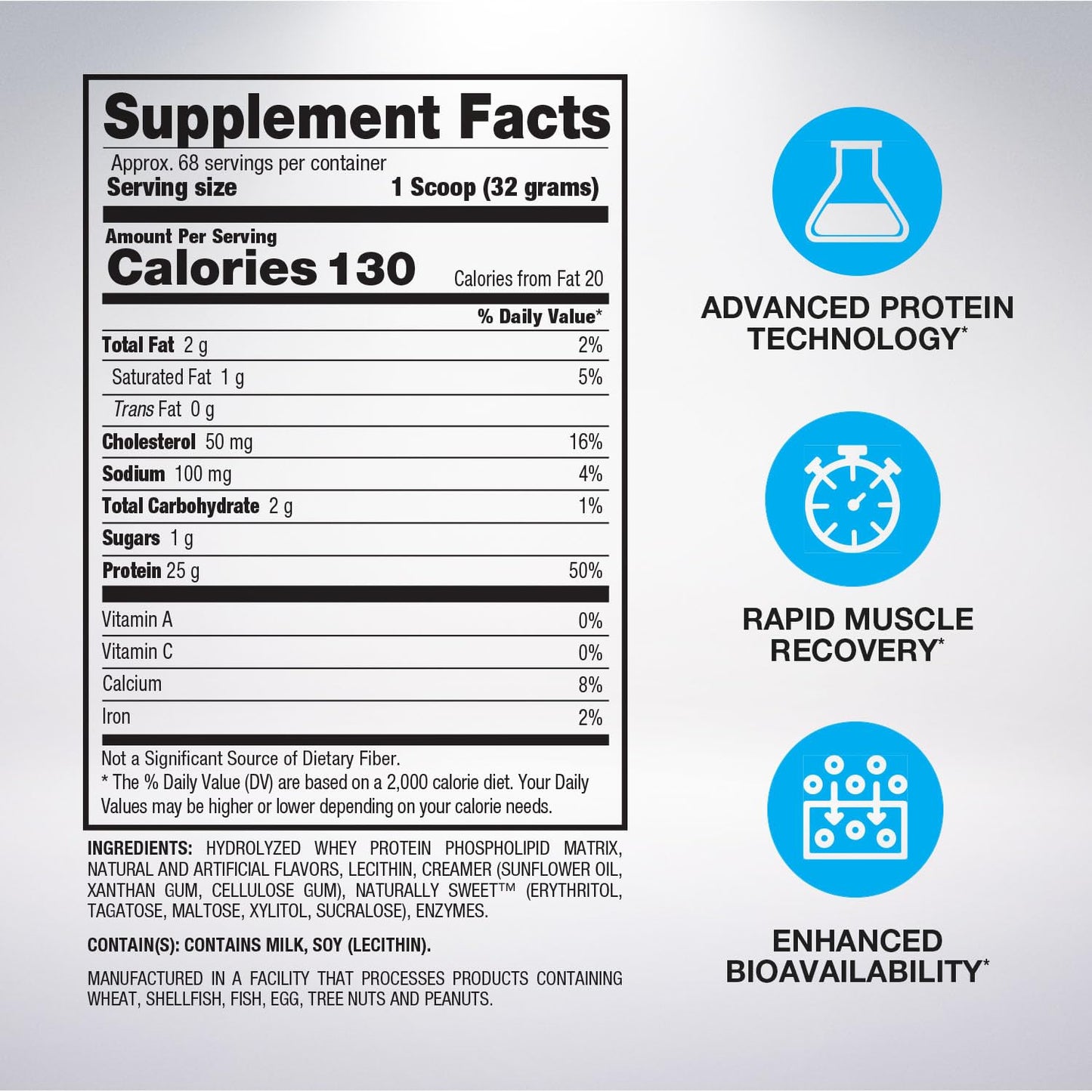 BPI Sports Hydro HD 100% Hydrolyzed Whey Protein Powder, 68 Servings