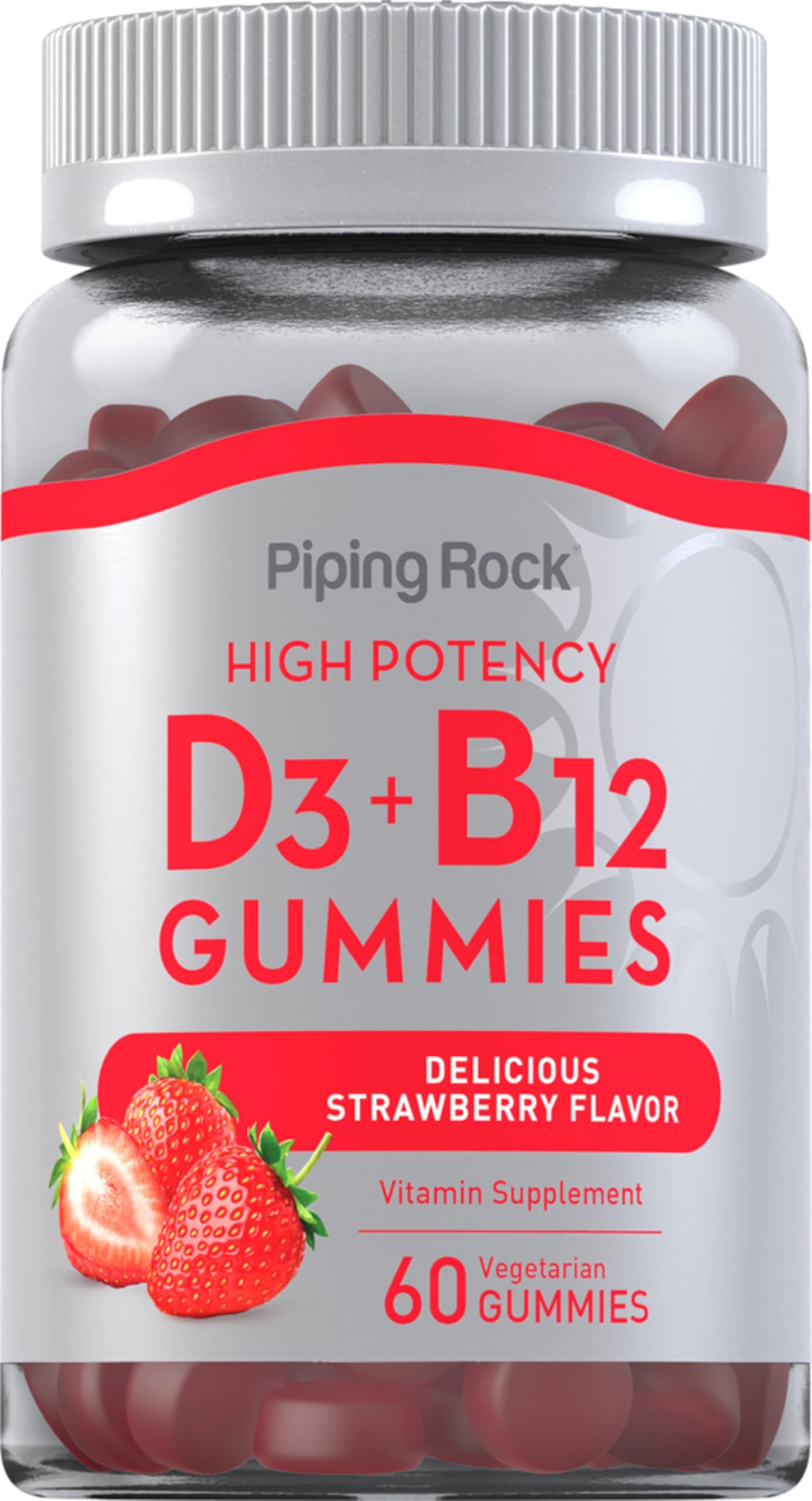 Piping Rock Vitamin D3 and B12 Gummies 60 Count