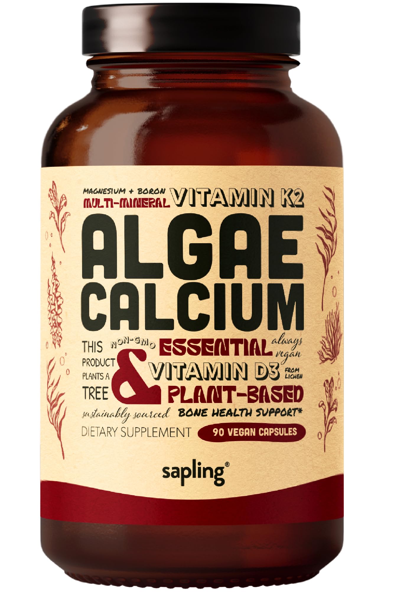 sapling Algae Calcium & Vegan Omega 3 & Vitamin B Complex Bundle Powder 2-Pack