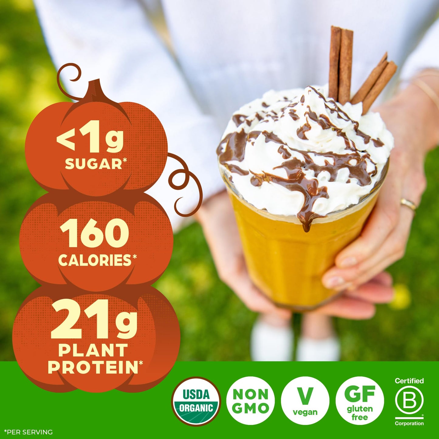 Orgain Organic Vegan 21g Protein Powder Pumpkin Spice 16.3 oz