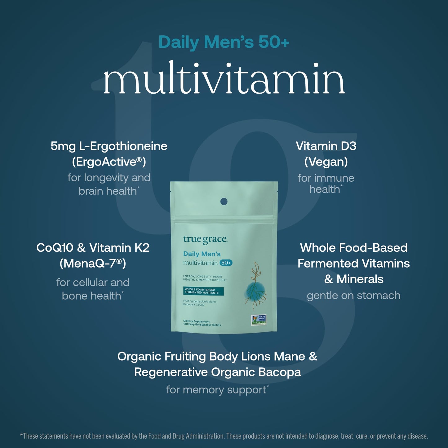 True Grace Daily Men’s Multivitamin 50+ Tablets, 120 Tablets