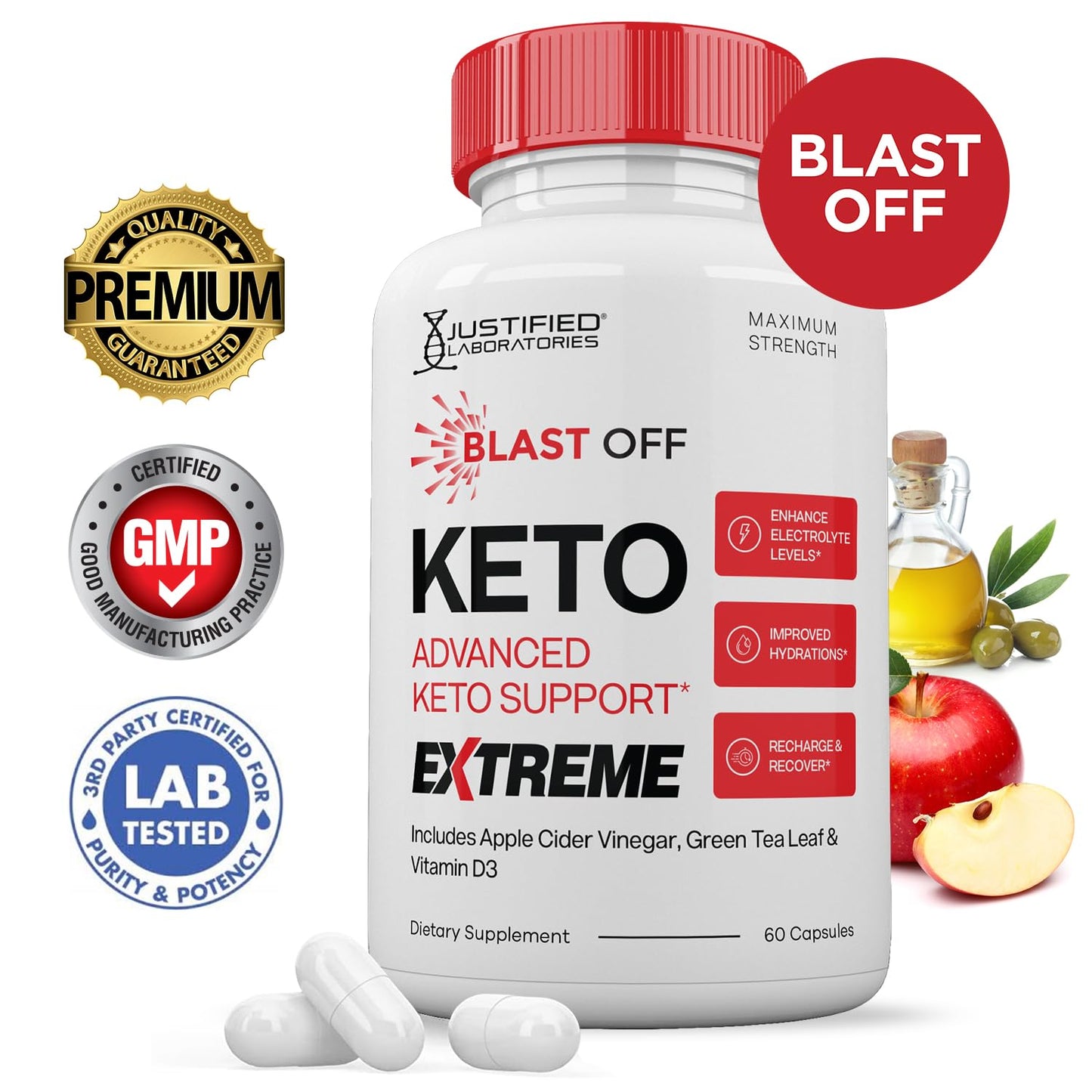Justified Laboratories Blast Off Keto ACV Extreme Capsules, 60 Count