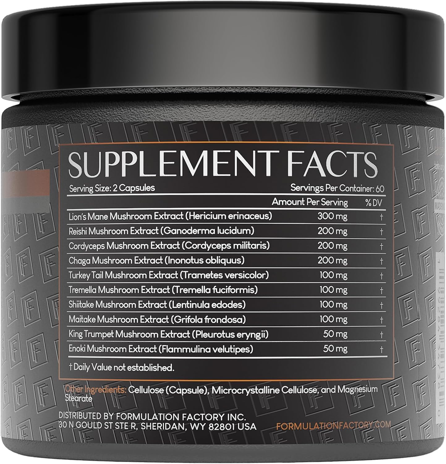 Formulation Factory Shroom Vroom 10-in-1 Mushroom Complex with Lion's Mane, Reishi, Cordyceps, Chaga, Turkey Tail, Tremella, Maitake, Shiitake & More 240 Capsules