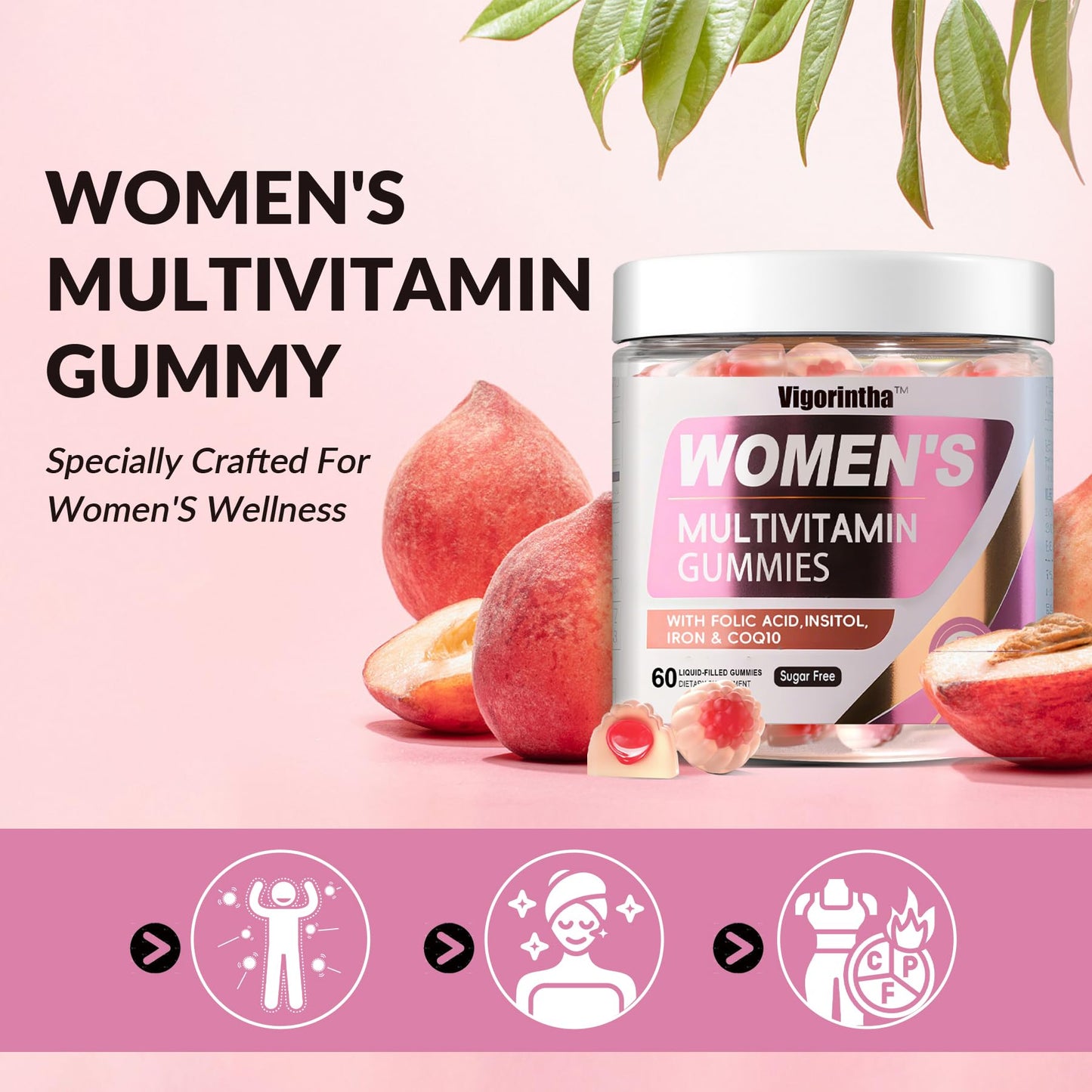 Vigorintha Womens Multivitamin Gummies, 120 Count