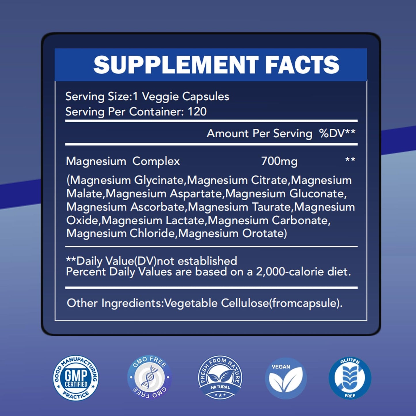 WINYEL Magnesium Complex 700mg 12-in-1 Magnesium Supplement with Glycinate, Citrate, Malate 120 Capsules
