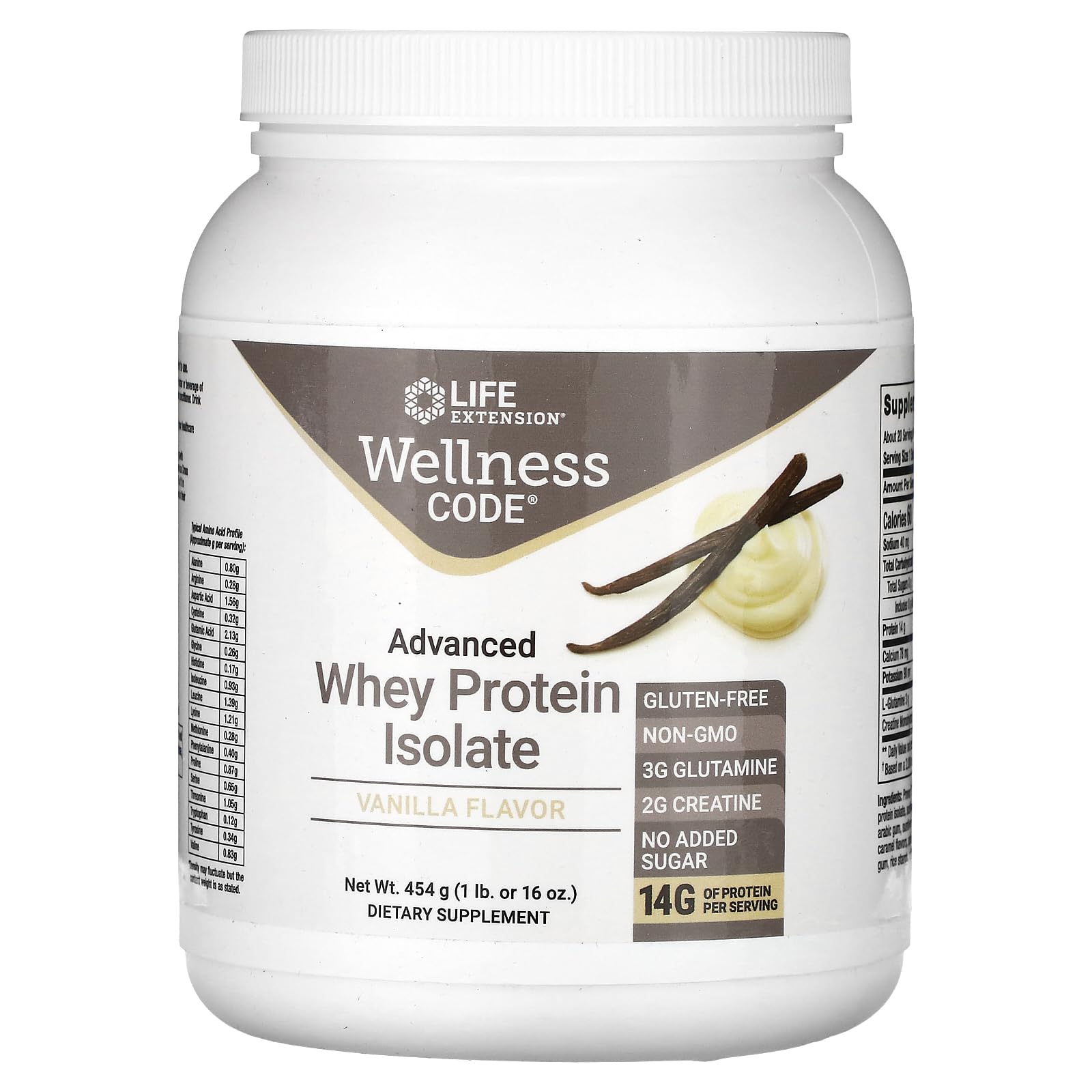 Life Extension Wellness Code Advanced Whey Protein Isolate Powder (Vanilla), 16 oz
