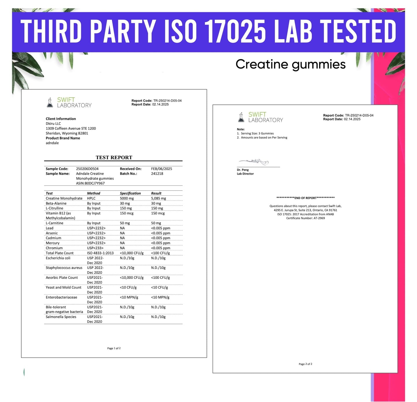 Adndale Creatine Gummies 75 Count