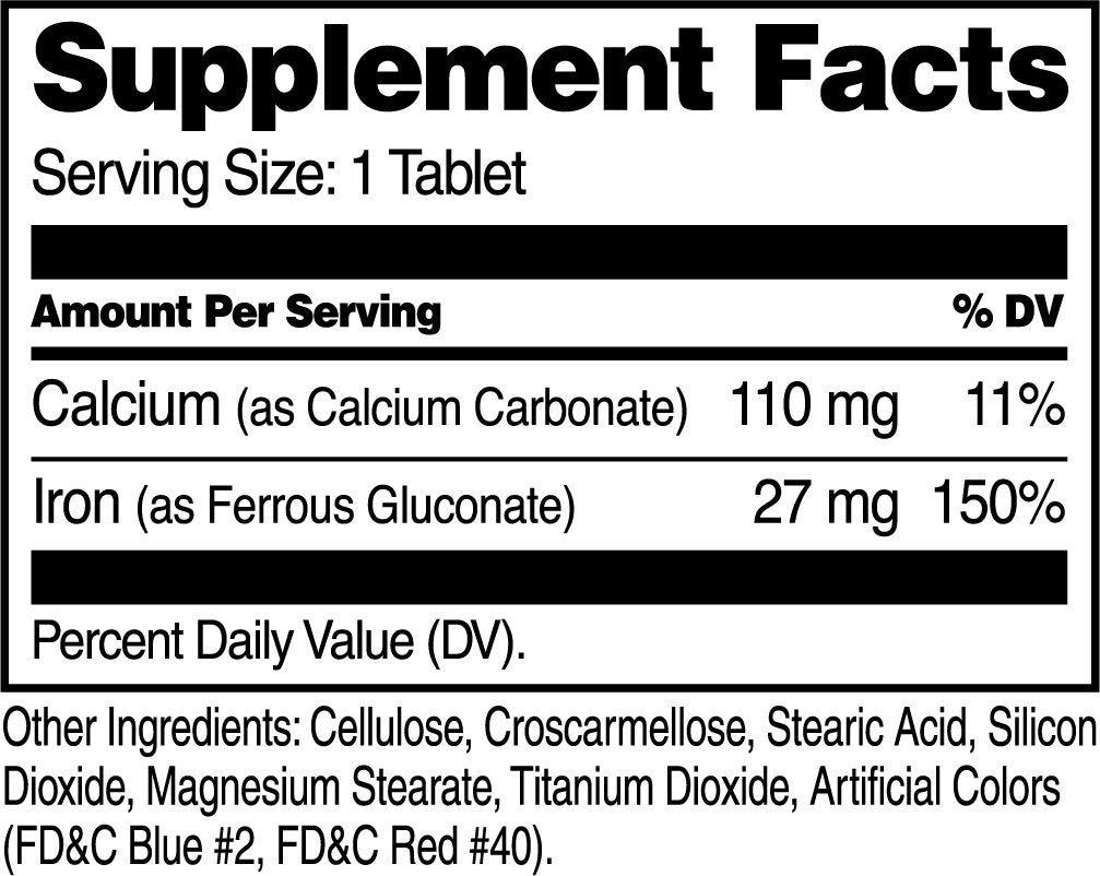 21st Century Iron 27 mg Ferrous Gluconate Tablets, 220 Count