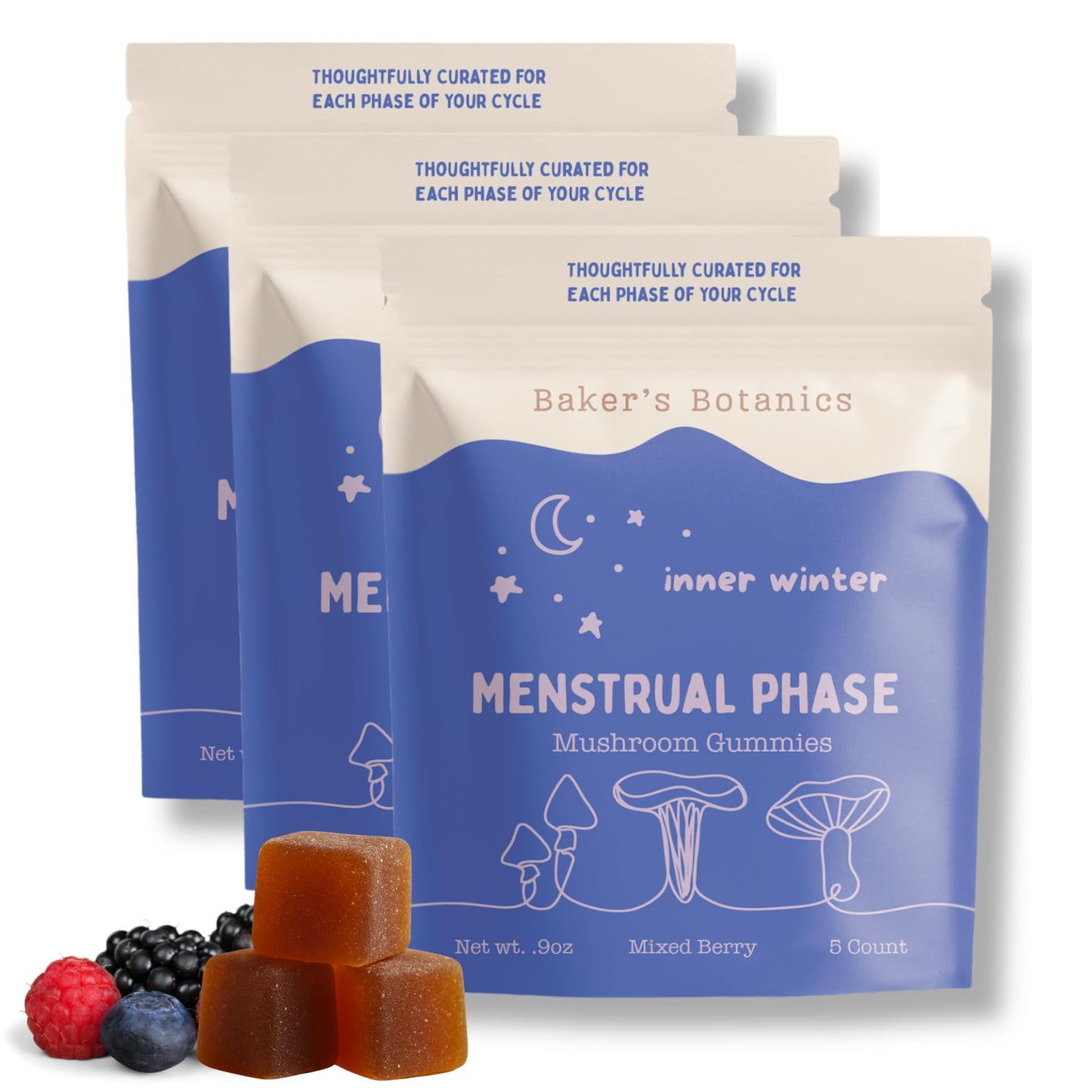 Baker's Botanics Menstrual Mushroom Gummies 3 Pack
