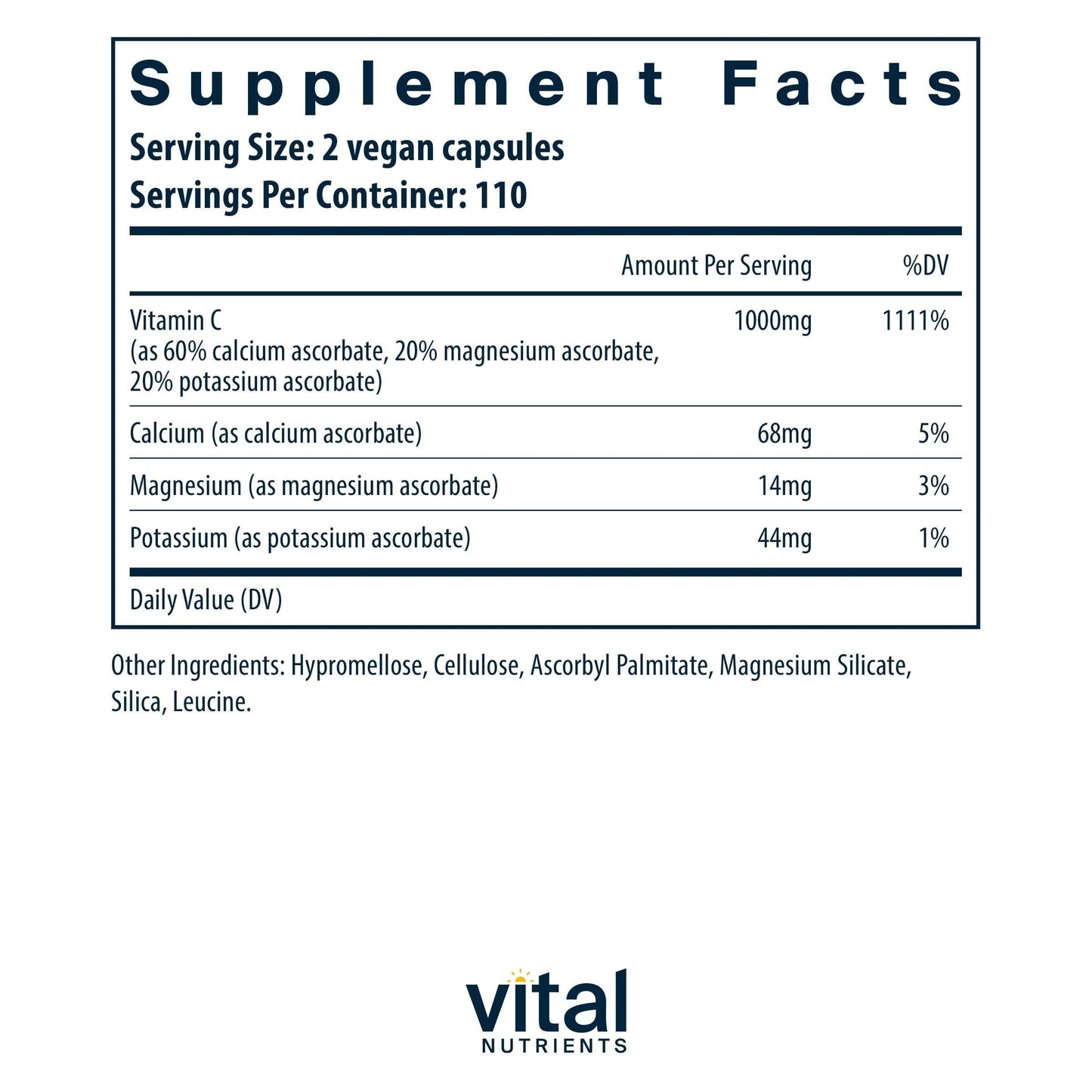 Vital Nutrients Buffered Vitamin C 500mg Capsules, 220 Count