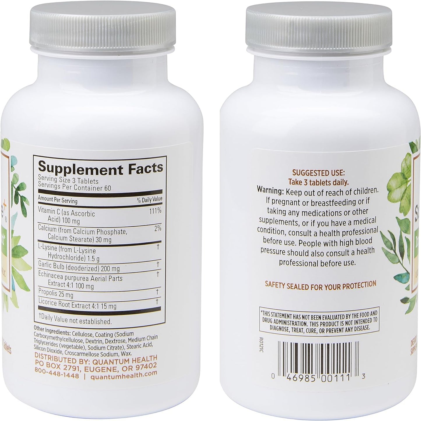 Quantum SuperLysine+ Advanced Formula Immune Support Supplement Lysine 1500 mg, Vitamin C Echinacea Licorice Bee Propolis & Odorless Garlic, 360 Tablets