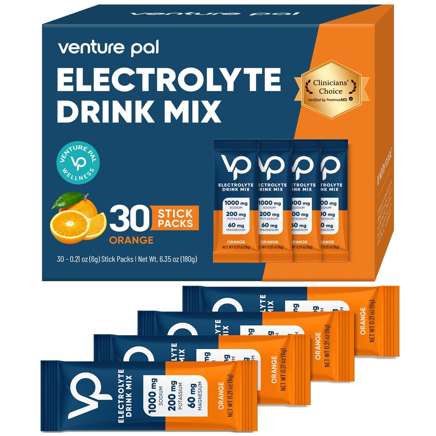 Venture Pal High Sodium Sugar Free Electrolytes Powder 180 Count
