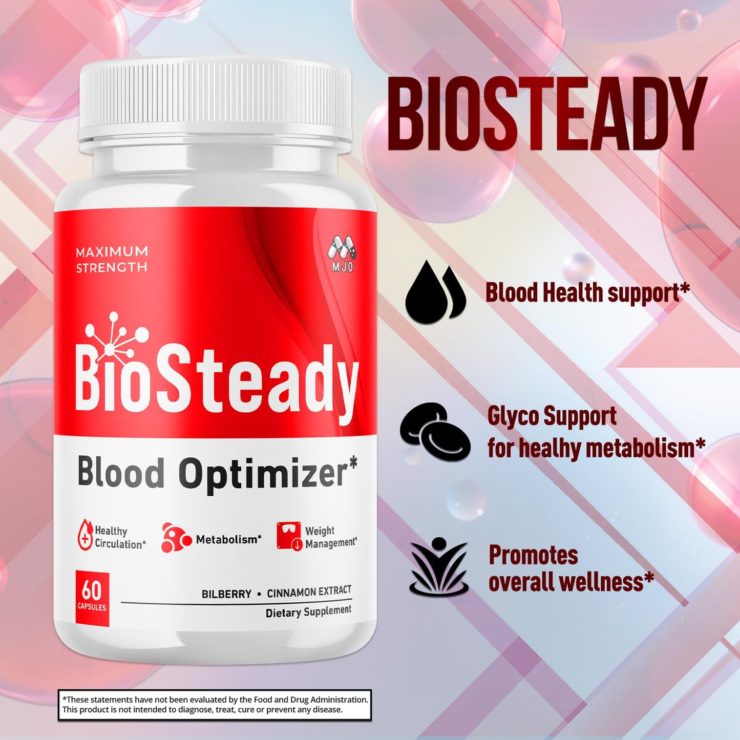 MJO Biosteady Blood Optimizer, 300 Capsules