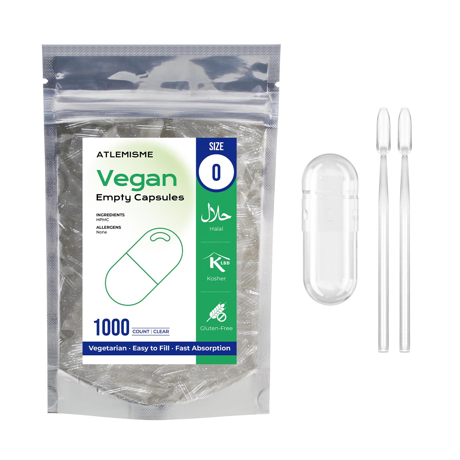 ATLEMISME Empty Vegan Capsules Size 0 Capsule 1000