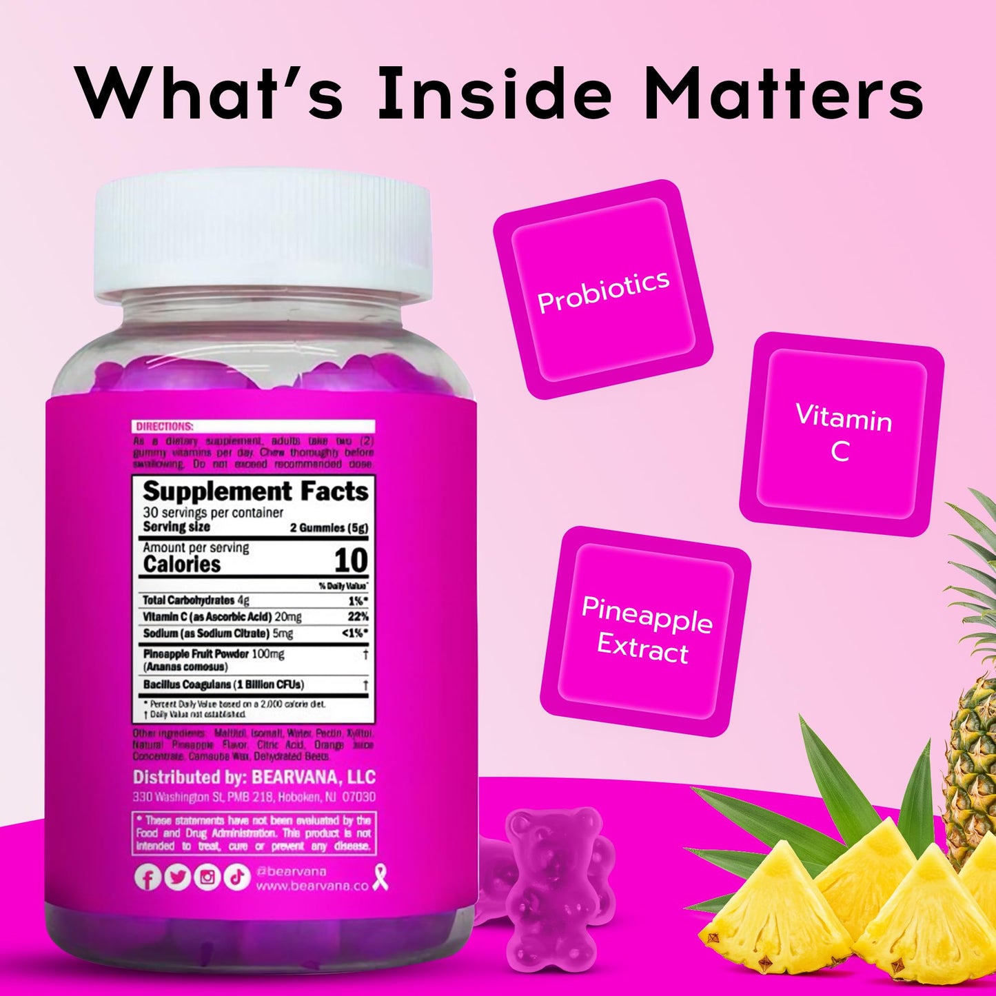 BEARVANA Vaginal pH Support & Probiotic Gummies for Women, 60 Count