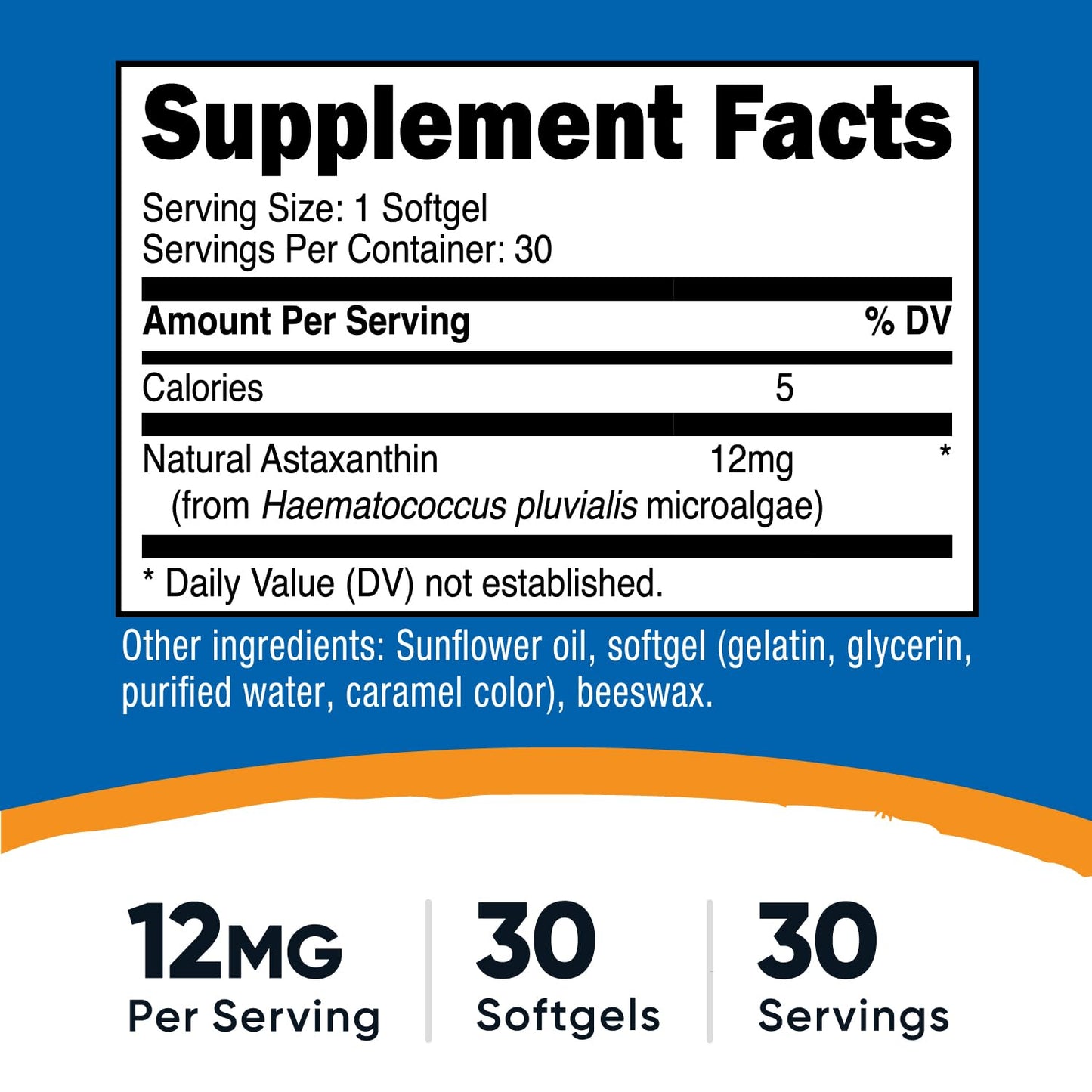 Nutricost Astaxanthin 12mg Softgel 30 Count