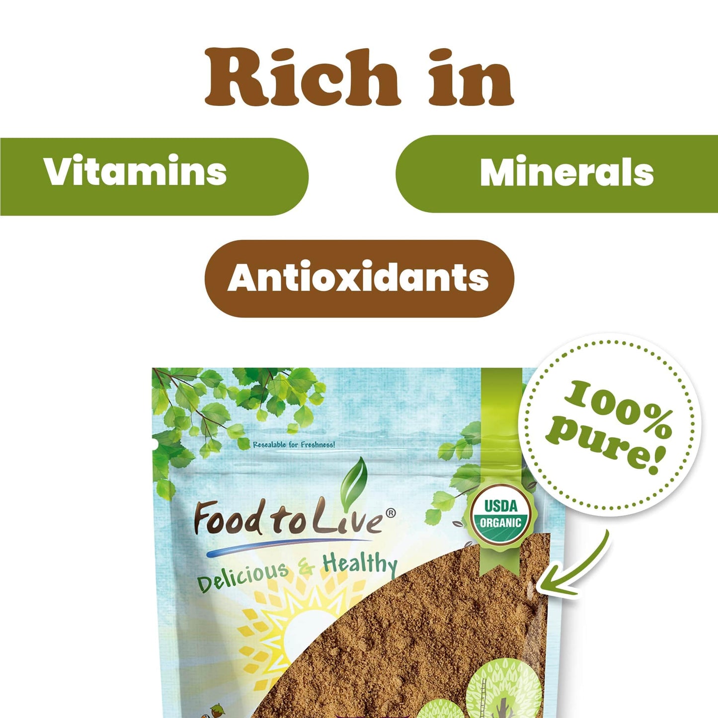Food to Live Organic Red Reishi Mushroom Powder 24 oz
