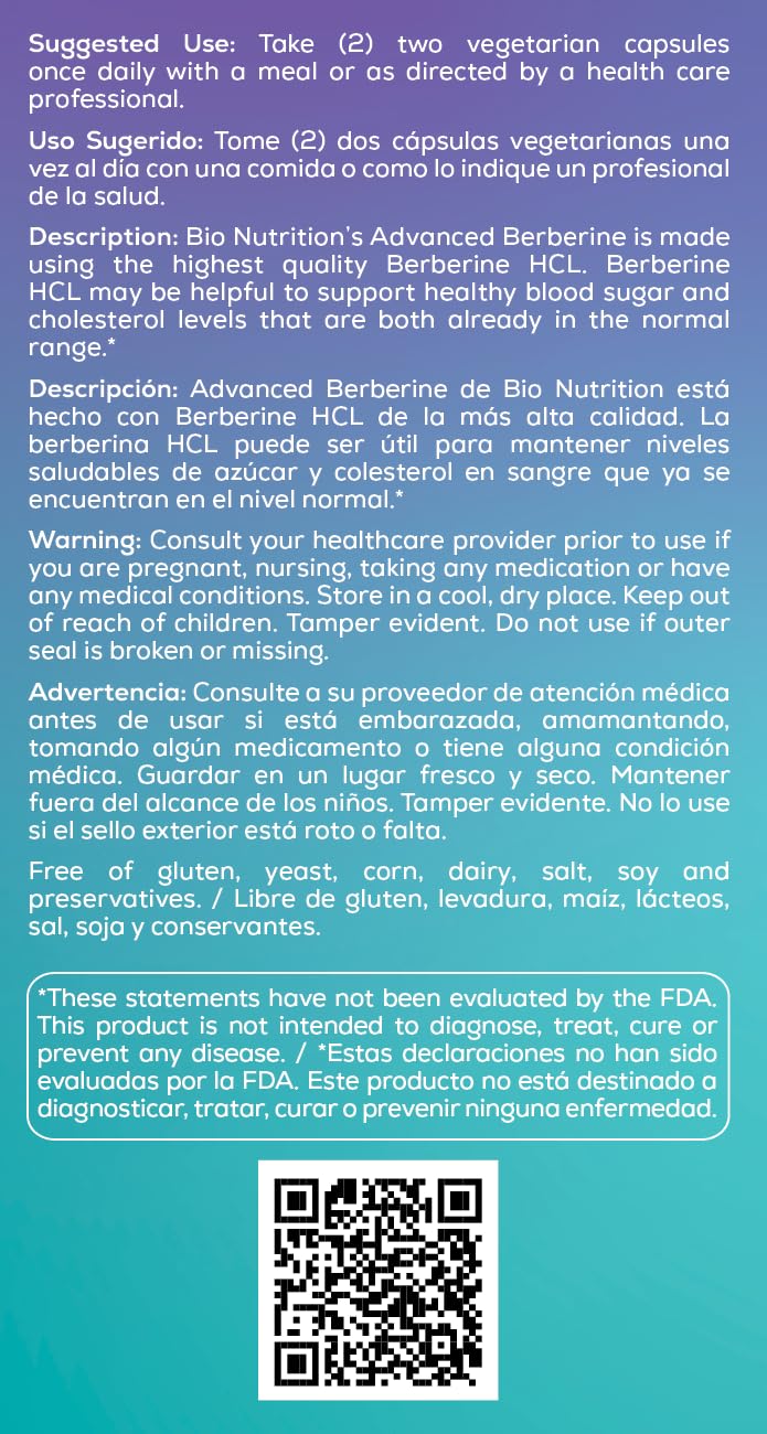Bio Nutrition Advanced Berberine 50 Capsules