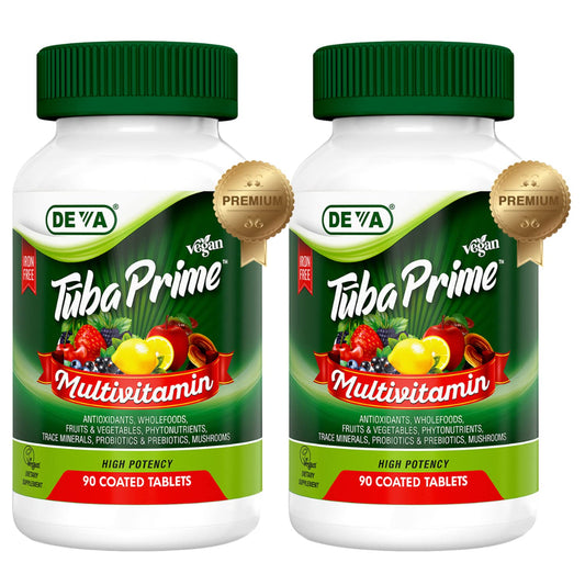 DEVA Tuba Prime Vegan Multivitamin Iron-Free High-Potency Vitamin & Mineral Dietary Supplement, 180 Tablets