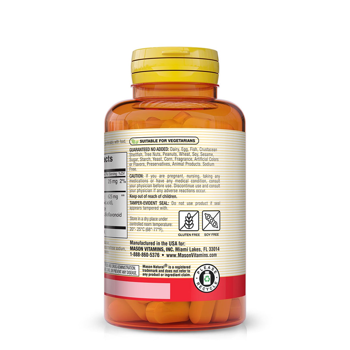 Mason Natural Plant Based Quercetin Complex 625 mg Tablets, 60 Count