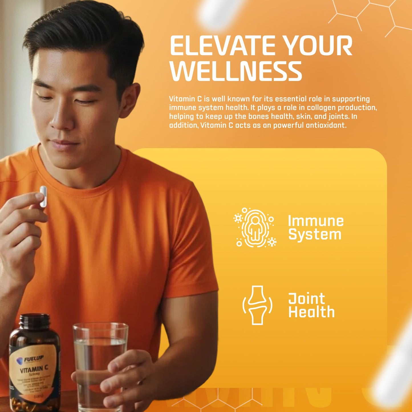 Fuelup Vitamin C 500 mg – Vegan Supplement Capsule, 180 Count