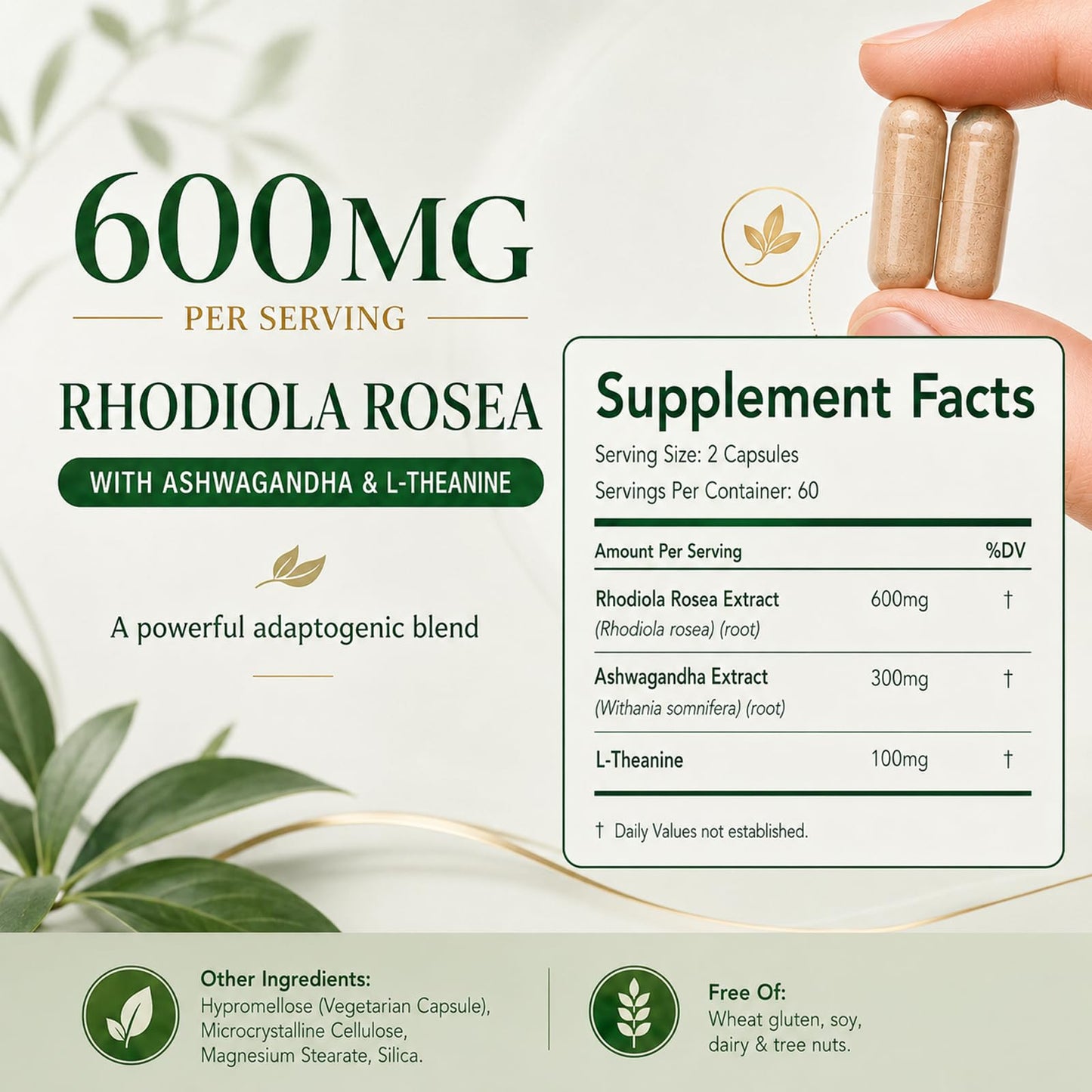 OVEXLIO Rhodiola Rosea Supplement 600mg, 120 Capsules