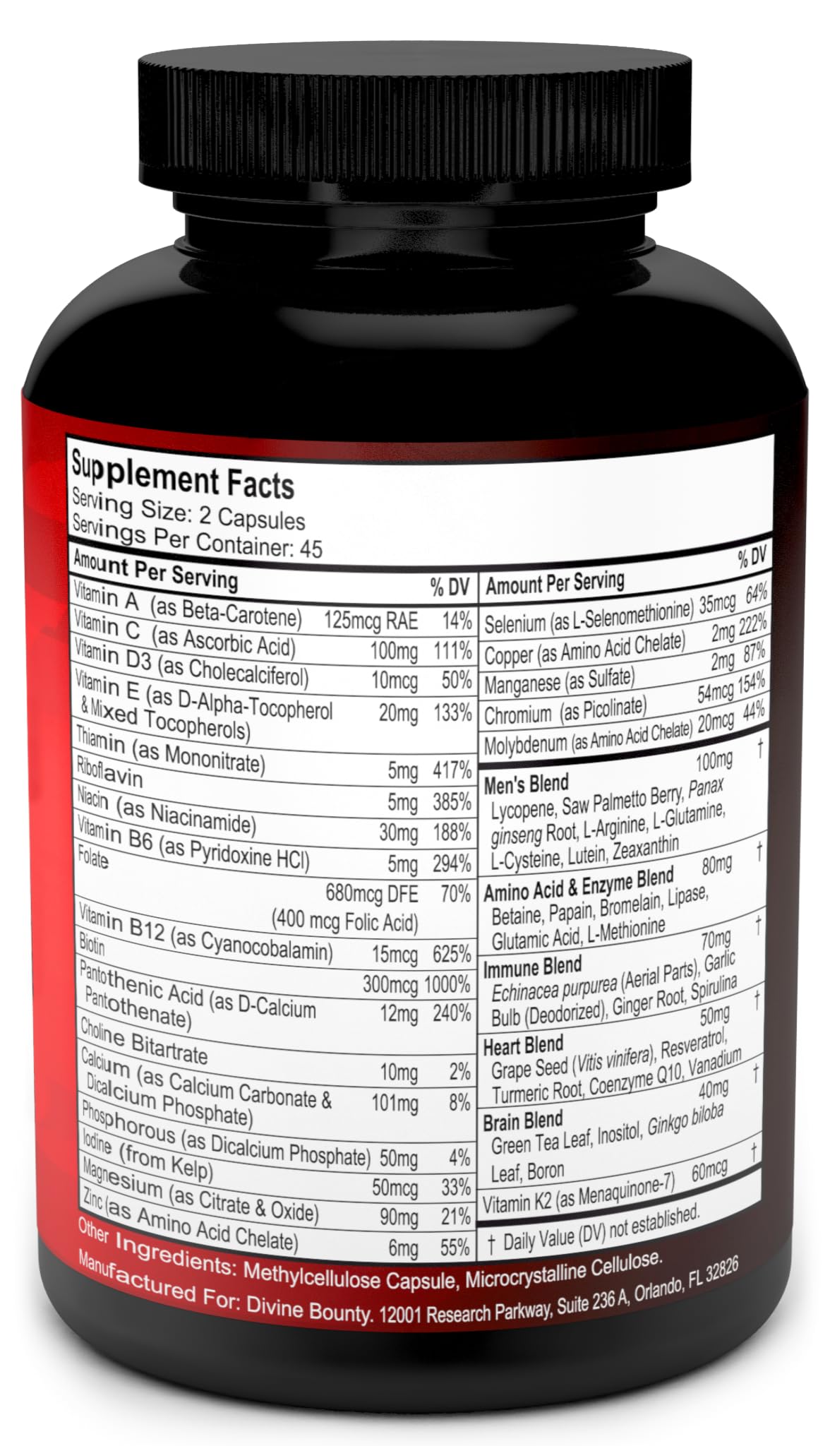 Divine Bounty Men's Multivitamin Capsule, 90 Count