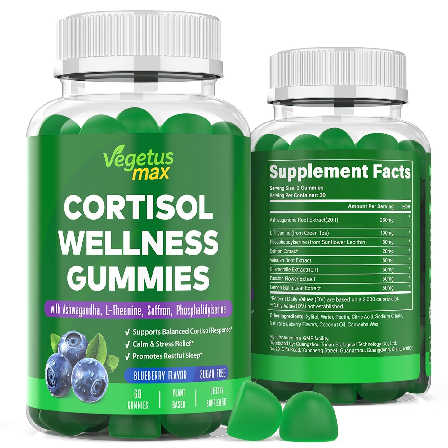 VEGETUSMAX Cortisol Gummies for Women 60 Count