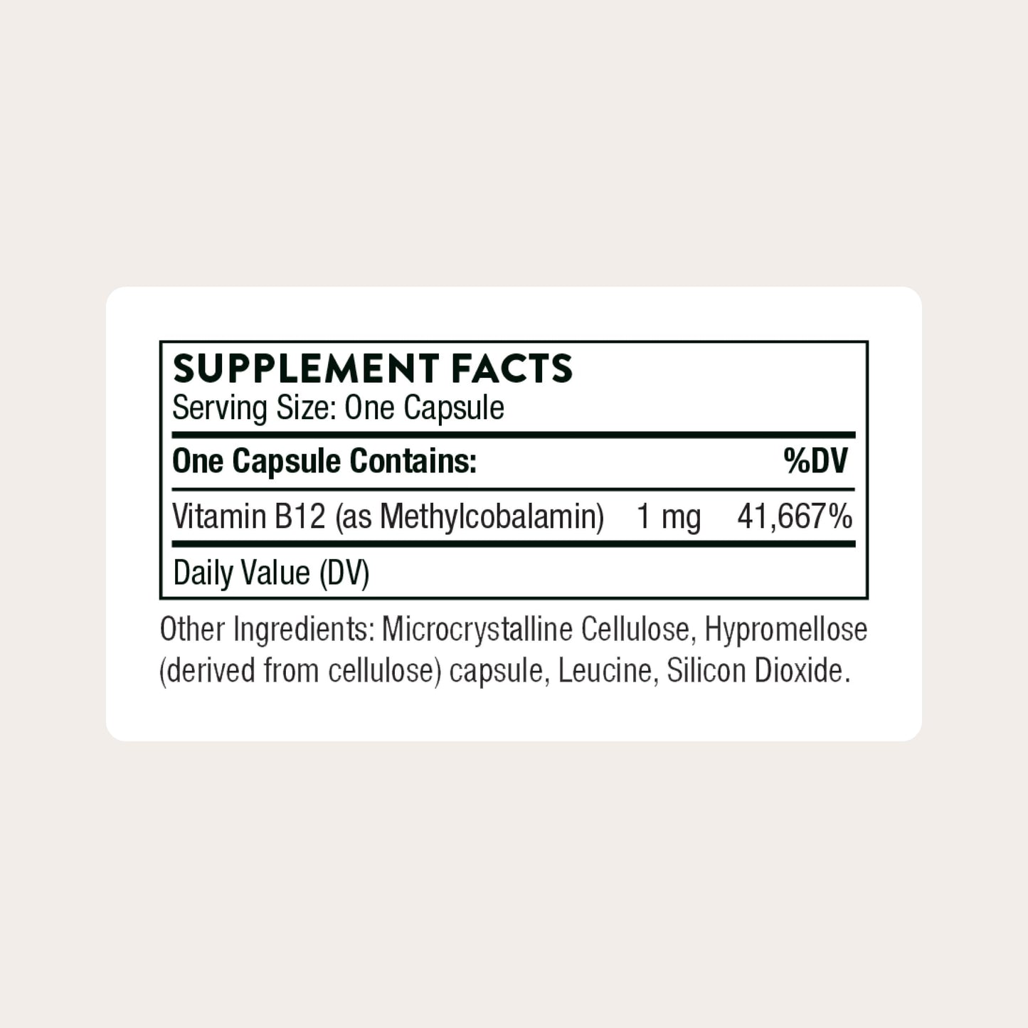 THORNE Vitamin B12 Methylcobalamin Capsule, 60 Capsules