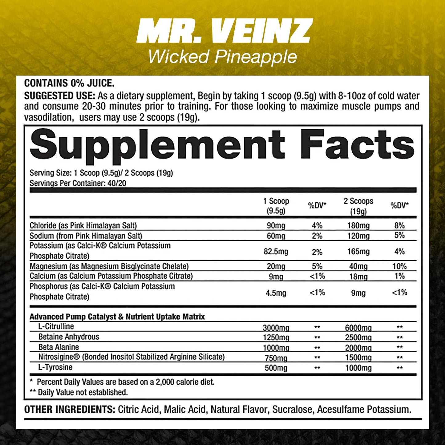Dragon Pharma Mr. Veinz Stim Free Pre-Workout Powder 13.4 oz