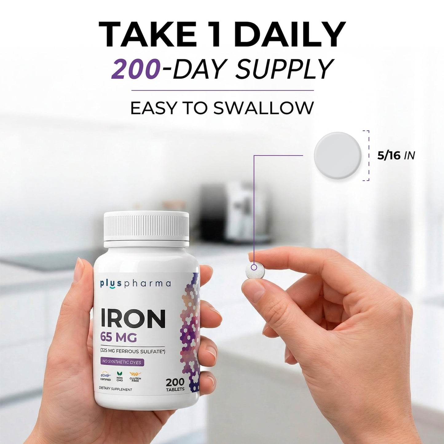 PlusPharma Iron 65 mg (from 325 mg Ferrous Sulfate) Tablets 600