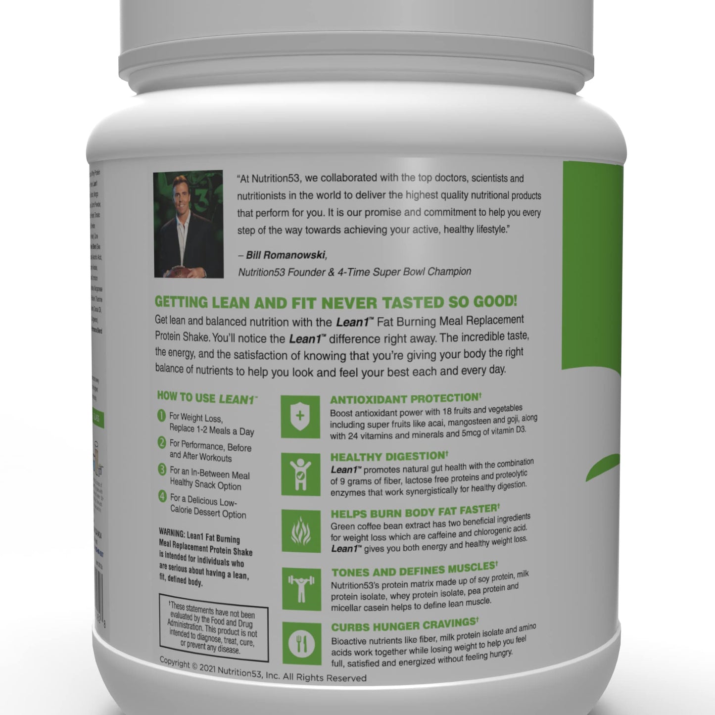 LEAN1 Lean 1 Fat Burning Protein Shake Vanilla Flavor Powder 27.5 oz