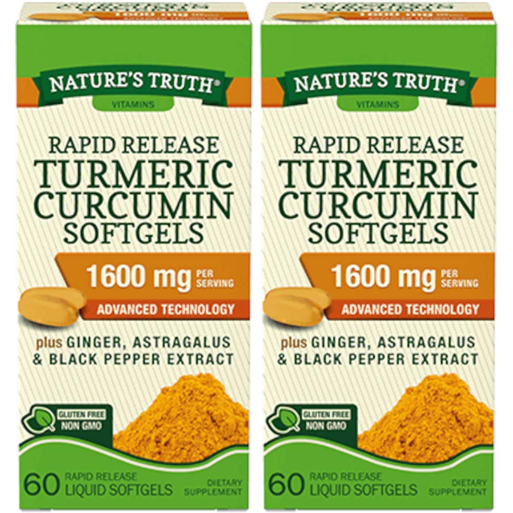 Nature's Truth Rapid Release Turmeric Curcumin Softgels 1600mg, 120 Softgels