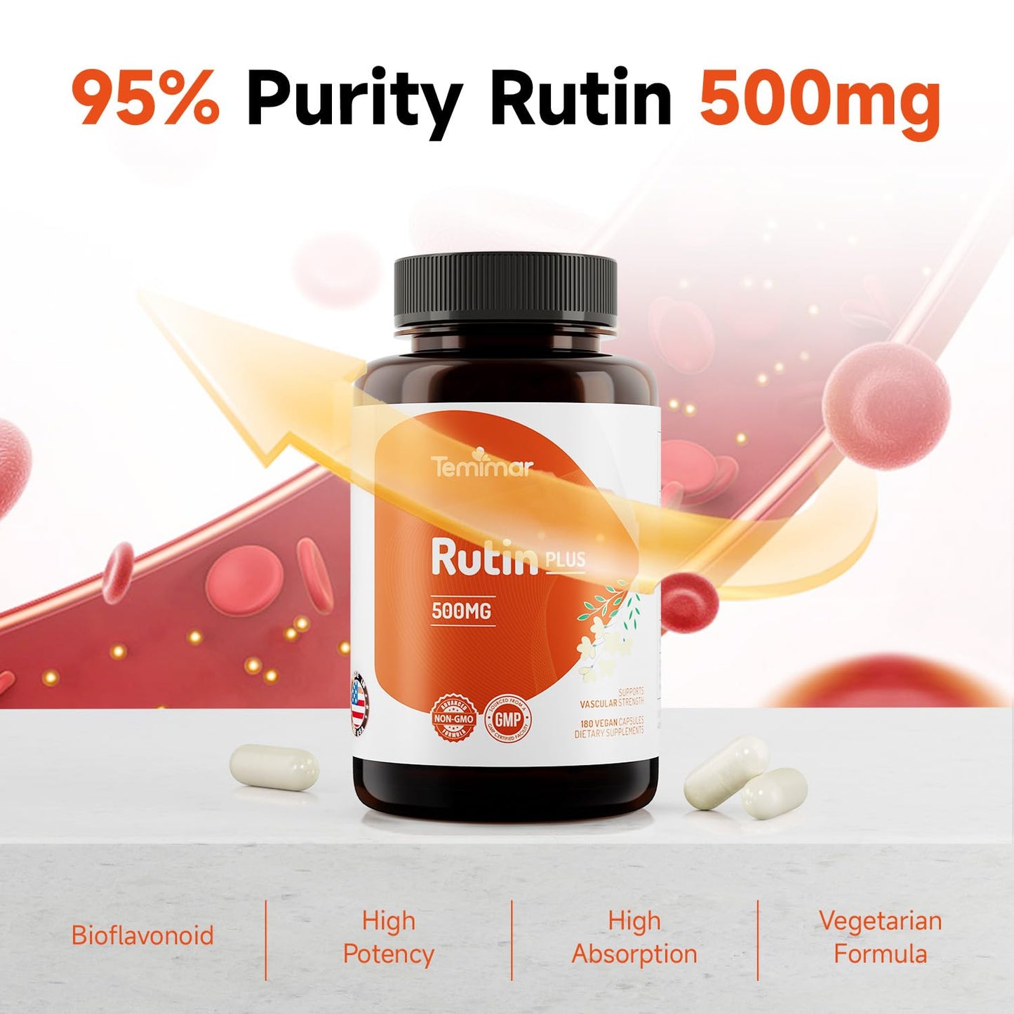 Temimar Rutin 500mg Supplement Capsules, 360 Capsules