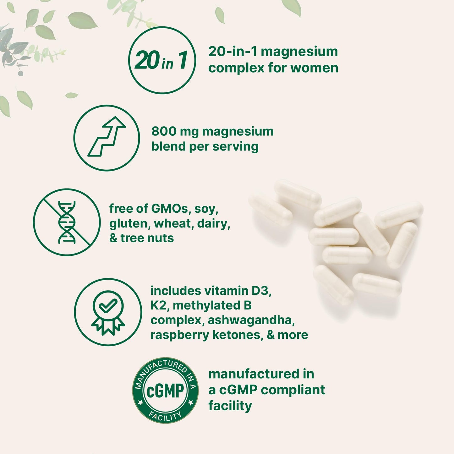 Micro Ingredients Magnesium Complex for Women Capsule, 240 Vegetarian Capsules
