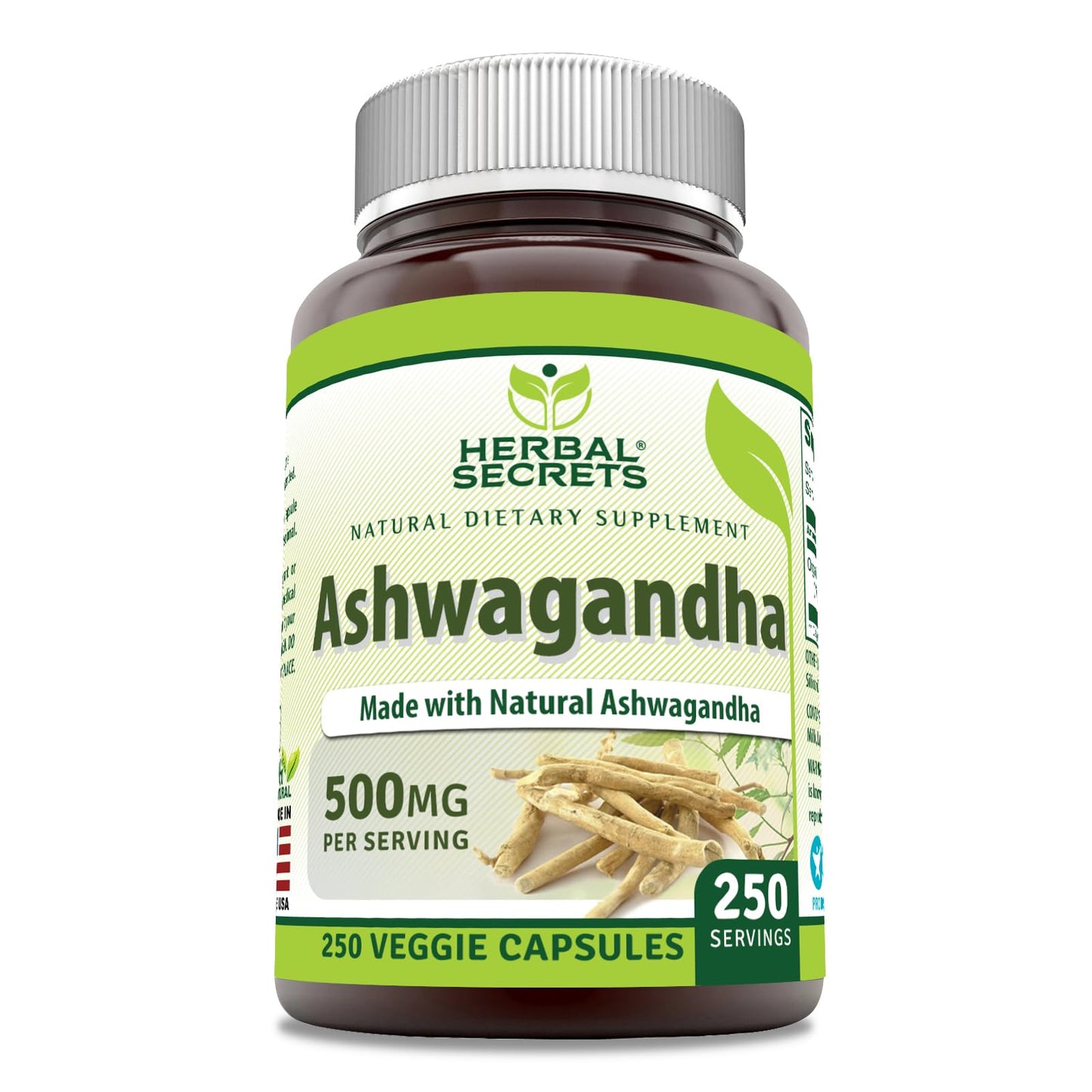 Herbal Secrets Ashwagandha 500 Mg Capsules, 250 Count