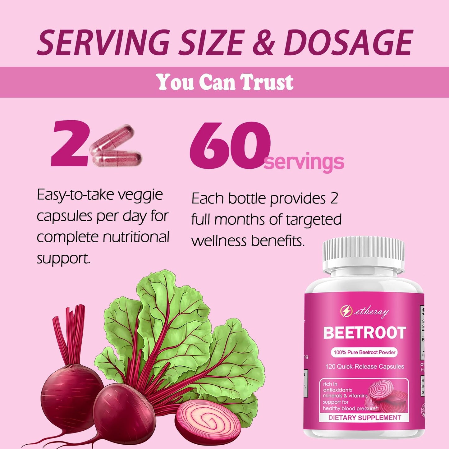 etheray Beet Root Capsules 120 Count