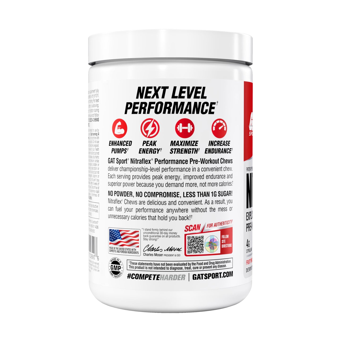 GAT SPORT Nitraflex Performance Pre-Workout Chews Chewable 120 Count
