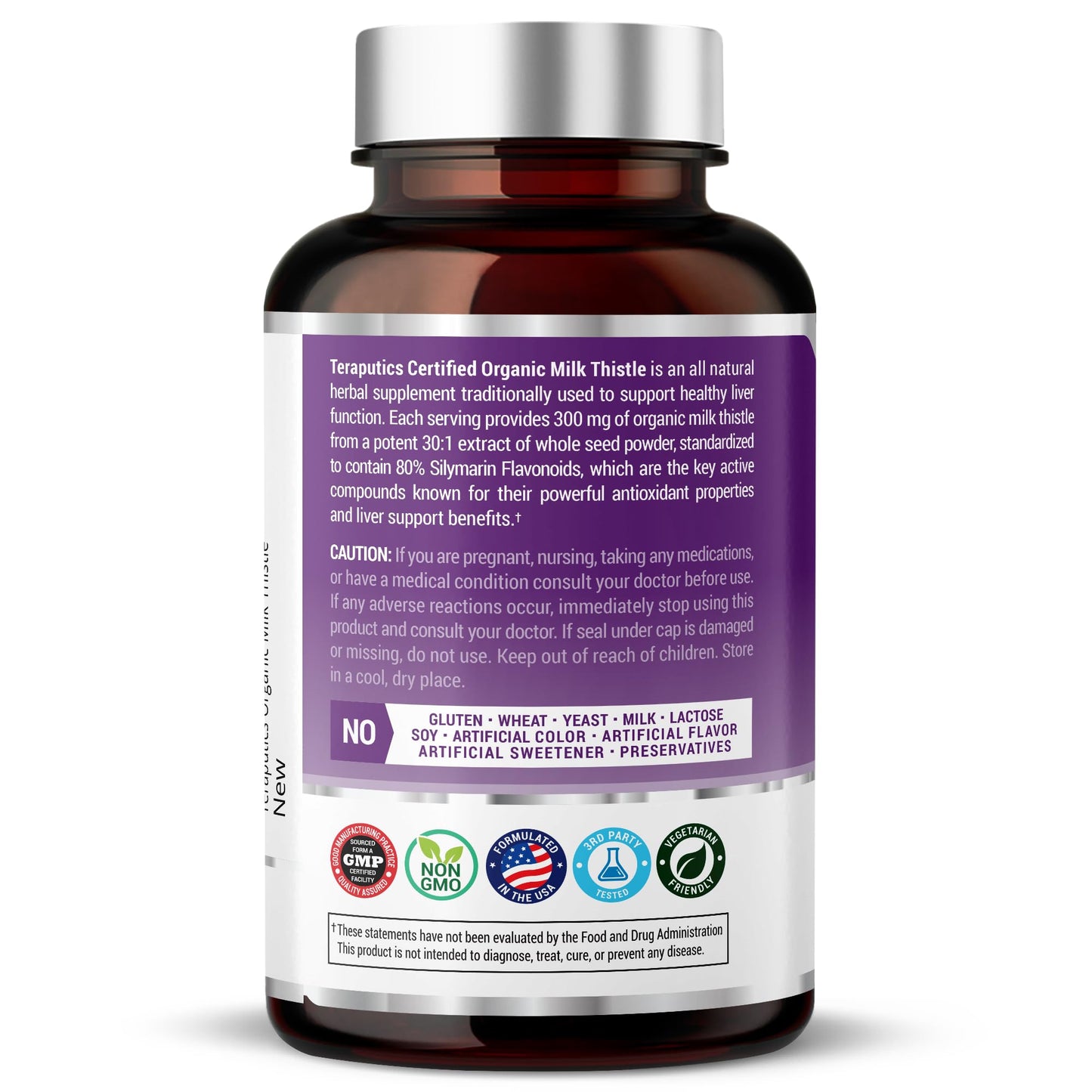 Teraputics Milk Thistle 300mg 30:1 Extract Capsules, 120 Count