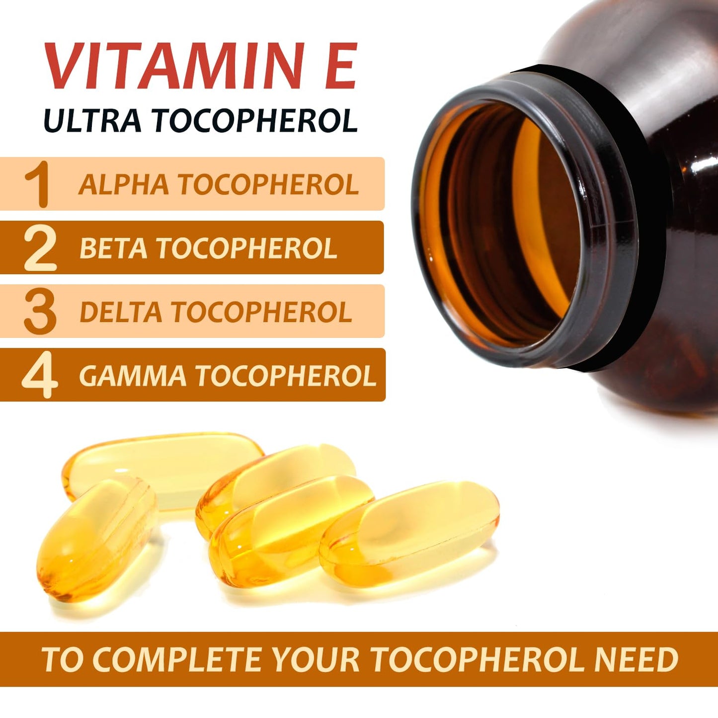 Procapsin Vitamin E 1000 IU Ultra Tocopherol All 4 Tocopherols Capsule, 60 Count