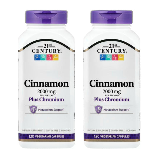21st Century Cinnamon Plus Chromium Vegetarian Capsules, 120 Count