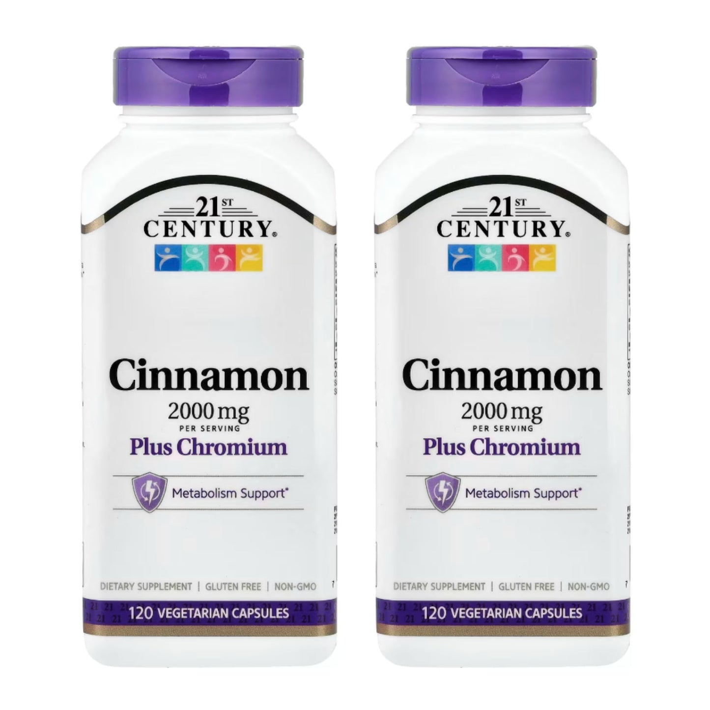 21st Century Cinnamon Plus Chromium Vegetarian Capsules, 120 Count