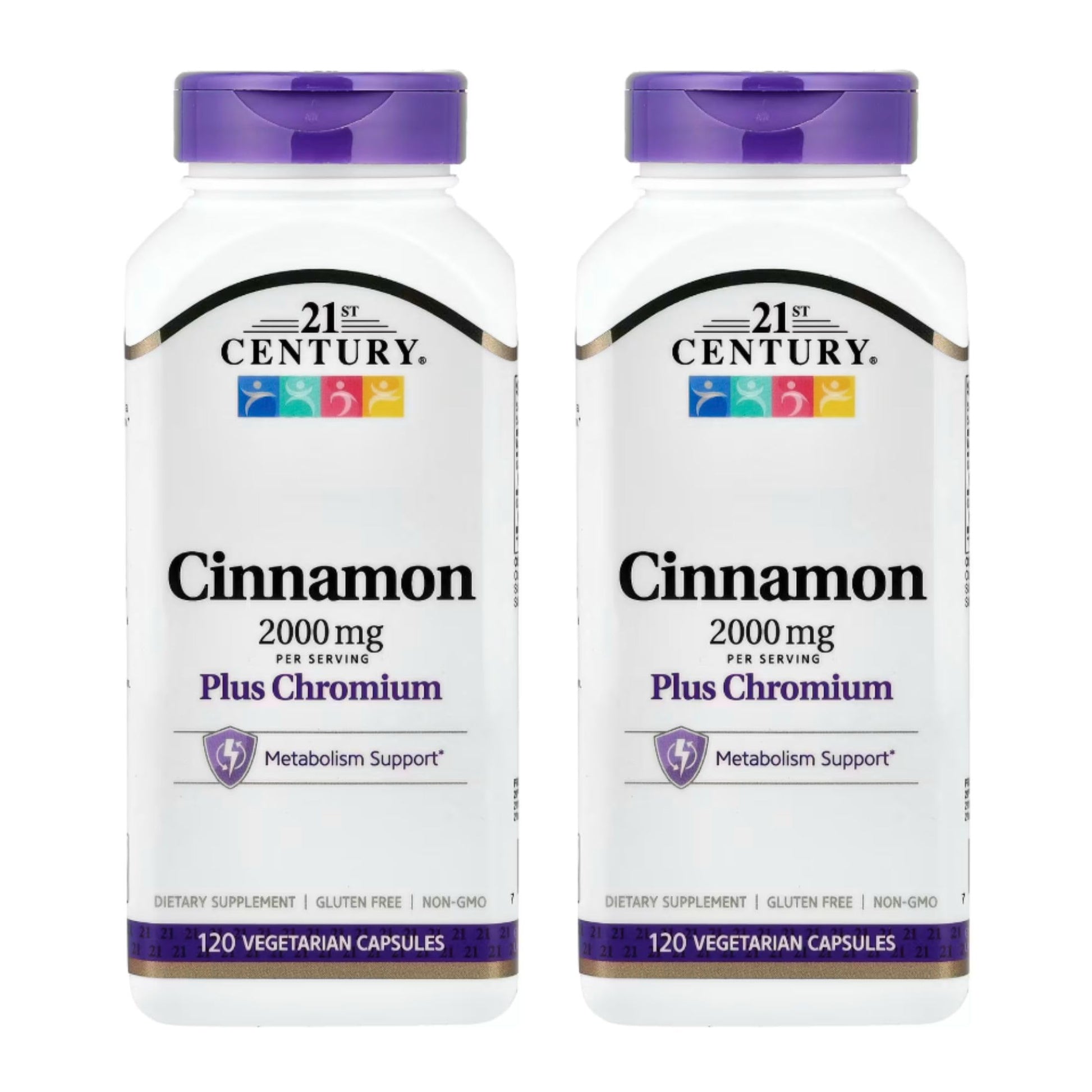 21st Century Cinnamon Plus Chromium Vegetarian Capsules, 120 Count