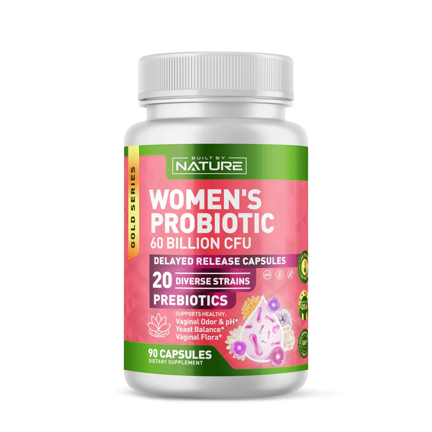 Built by Nature Probiotic for Women 60 Billion CFU Capsules, 90 Count